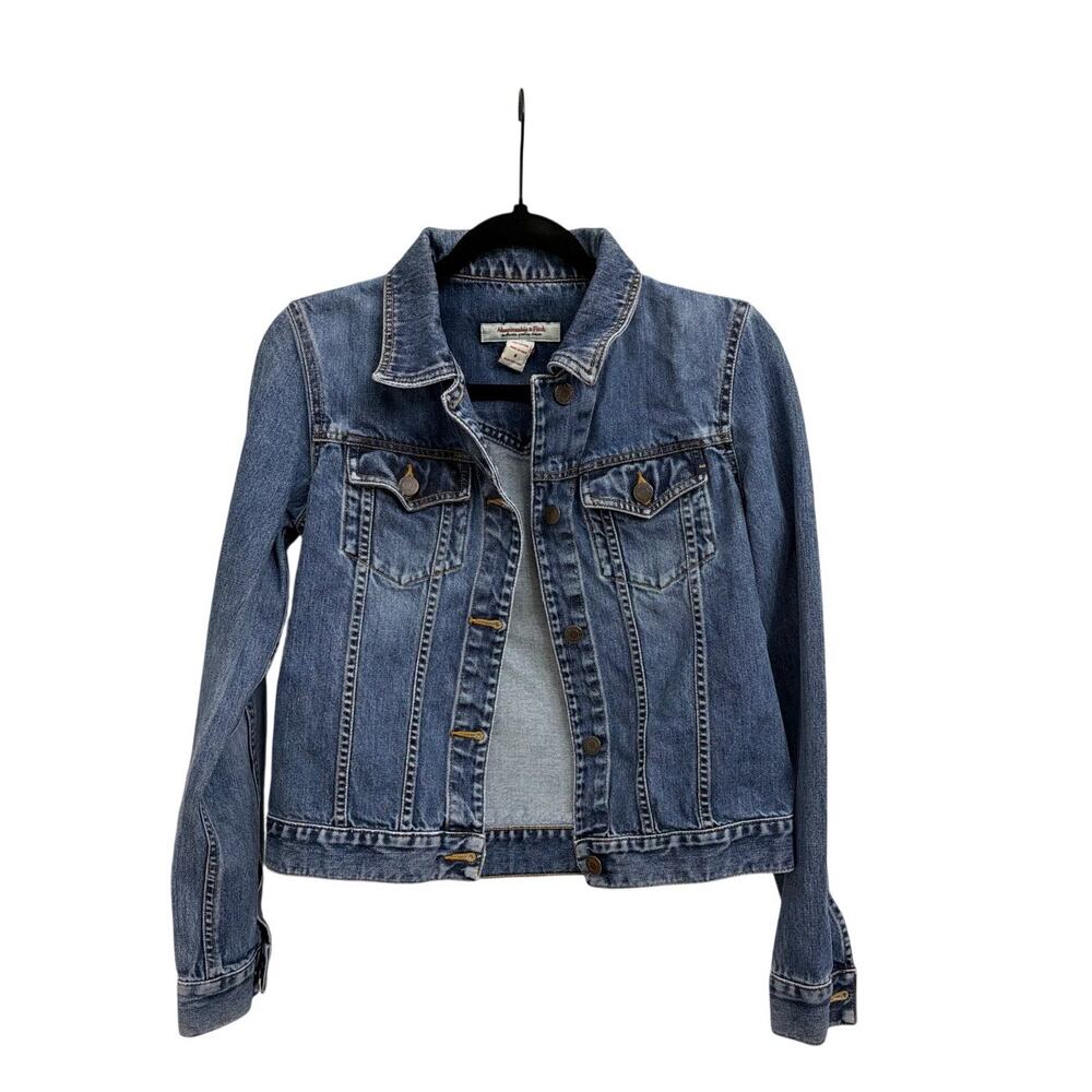 VTG Abercrombie & Fitch Vintage Basic Denim Blue Jean Trucker Jacket Small